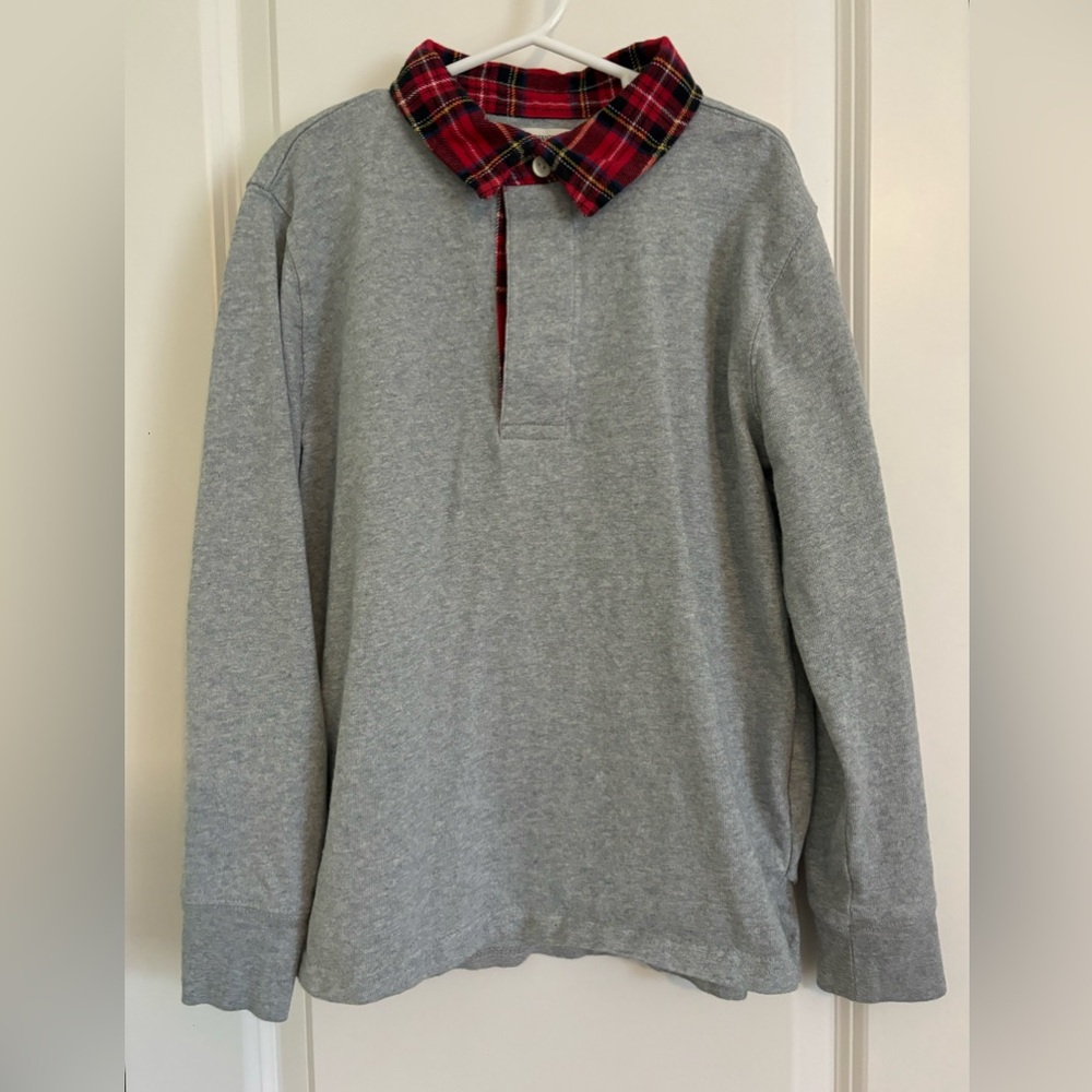NWOT Boys’ Crewcuts long sleeve shirt with plaid flannel collar M (8-9)